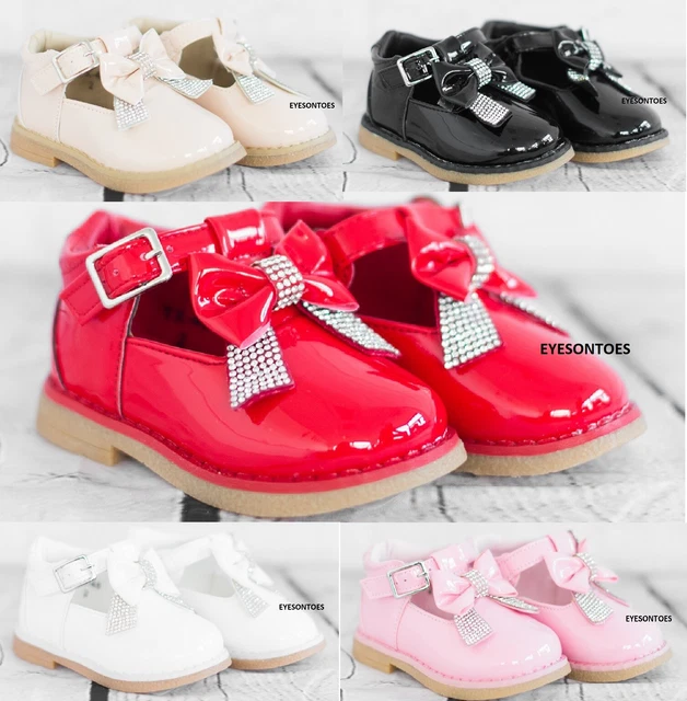 Baby Wedding Party Spanish Toodler Diamnate Kids Girls Infants Bow Patent Shoes