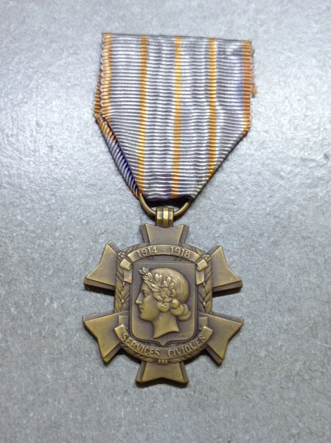Medaglia Articolo D'Arredo Croce Da Service Civic 1914-1918 REF06210J