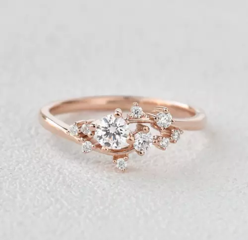 Dainty Twig Unique Floral Snowflake Design Tree Branches Style Wedding Ring