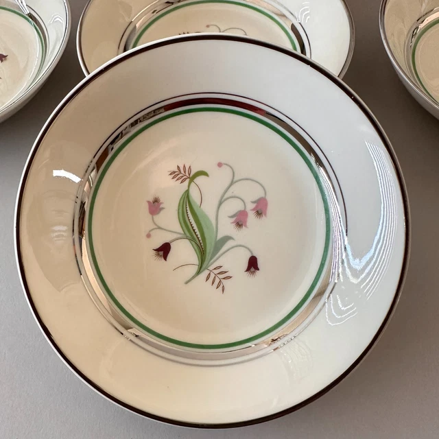 Syracuse China, Set of 6, CORALBEL Old Ivory FRUIT BOWLS 5" Virginia, Platinum