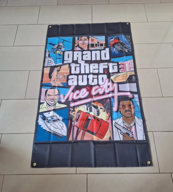 Grand Theft Auto Vice City Flag/Poster/Banner/Merchandise/Deko/Gaming/GTA/Tommy