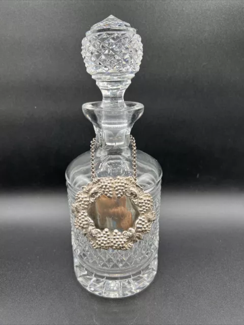 Vintage Cut Crystal Glass Liquor/Whiskey Decanter w/Stopper