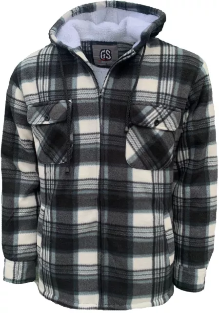 Mens Padded Shirt Sherpa Fur Lined Lumberjack Flannel Work Jacket Warm Thick Top