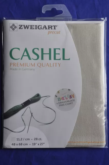 28 ct Evenweave 3281/770 Platinum Zweigart Cashel Pure Linen 48 x 68cm