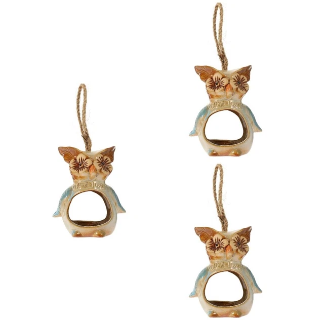 3x Tiny Eule Ornamente Tiny Porzellan Pflanzer Hängen Eule Pflanzer