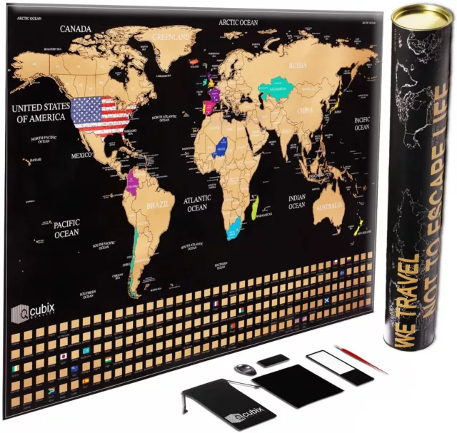 XL Premium Gold Scratch-Off World Map - Uncover Your Travel Tales with Precision