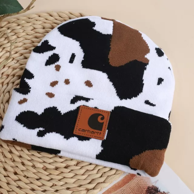 Unisex Acrylic Watch Hat Cow Beanie Winter Knit Cap Authentic Mens Lady A18