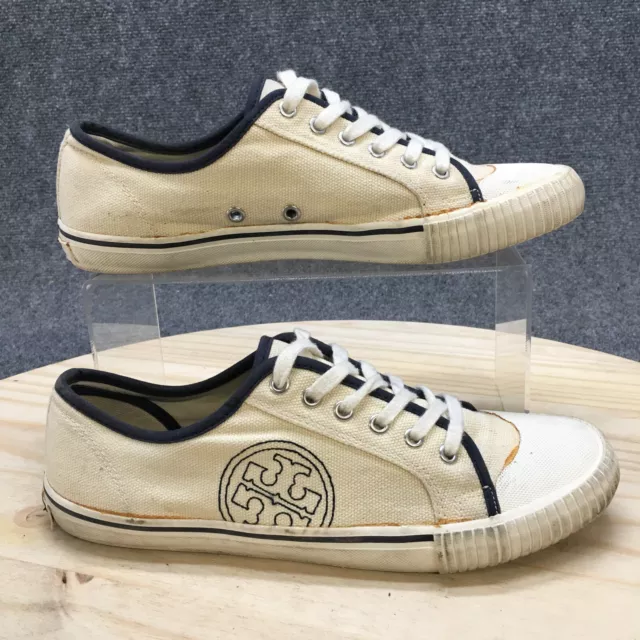 Tory Burch Shoes Womens 9 M Casual  Sneakers Beige Canvas Comfort Lace Up LowTop