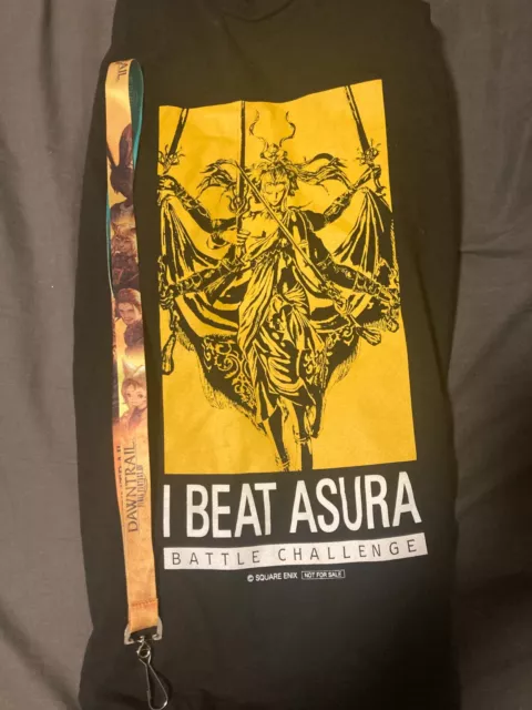 FFXIV Asura Battle Challenge Shirt Size L & Dawntrail Lanyard PAX East 2024