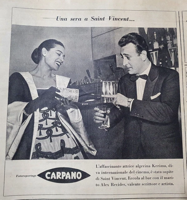 Carpano Torino Saint Vincent  Advert Pubblicita' D'epoca Advertis Adv-Cvd20
