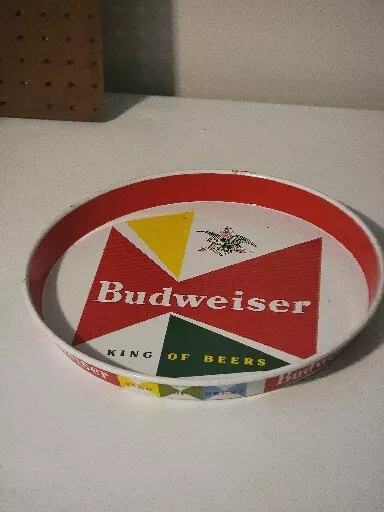 Budweiser Vintage King Of Beers Metal Beverage Serving Tray Bowtie Pattern 12"