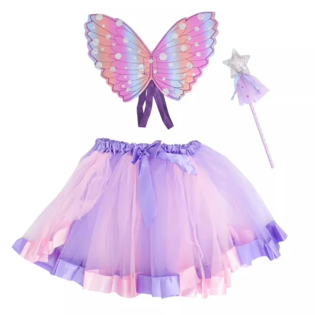 Kids Fairy Stick Wing with Princess Costumes Girls Tutu Skirt Child Toddler Set