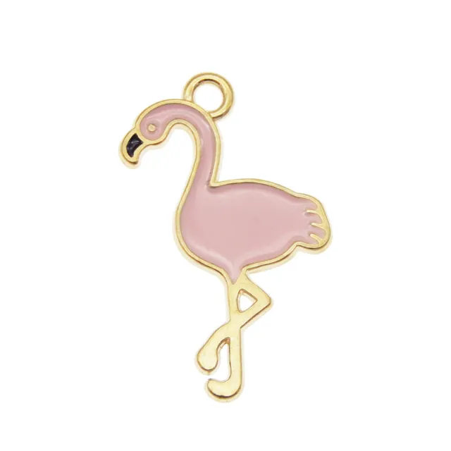 10 Stück Rosa Emaille Metalllegierung Flamingo Anhänger Charms Schmuck Zubehör
