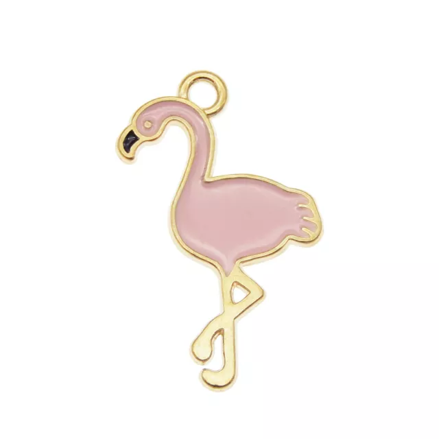 10 Stück Rosa Emaille Metalllegierung Flamingo Anhänger Charms Schmuck Zubehör