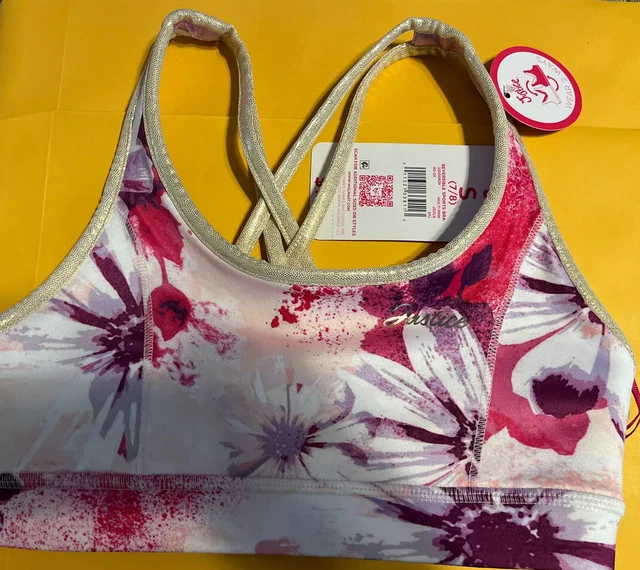 Girls Justice Flower Cropped Sports Bra Top Active Size:7/8 NEW/NWT