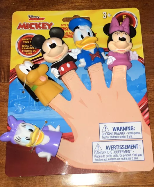 Set of 5 Disney Junior Mickey Mouse Clubhouse Finger Puppets Bath Toys New