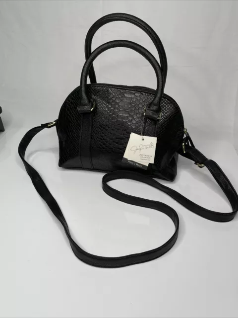 Jaclyn Smith Black Faux Leather Convertible Handbag/Crossbody Bag
