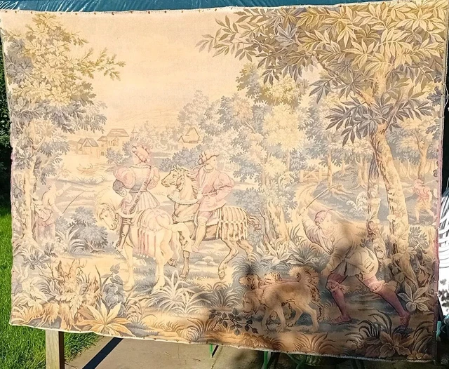 Tapisserie Murale Vintage – Scène De Combat De Chevaux Arabes – 67x47 Inches – Décoration