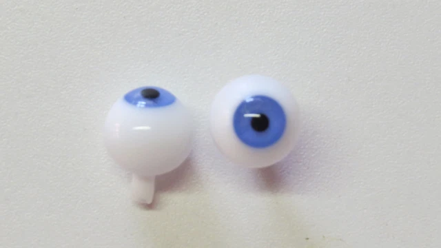 Yeux poupée ancienne bleu Azur 15mm Azur Blue mouth blown eyes antique doll
