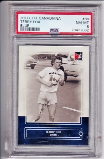 #88 TERRY FOX 2011 "In The Game" Canadiana Blue 1/50 PSA Graded NM-MT 8 RARE