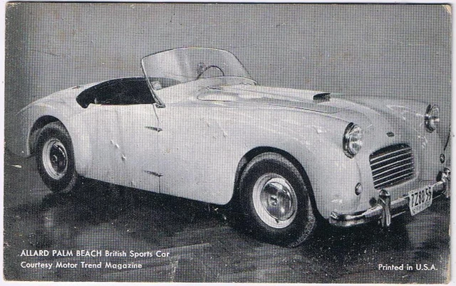 Allard Advertising Card Allard Palm Beach British Sports Car Arcade Card