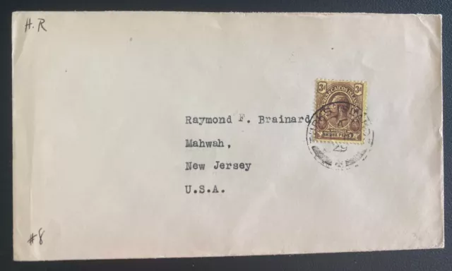 1929 Turks & Caicos Cover To Mahwah NJ Usa