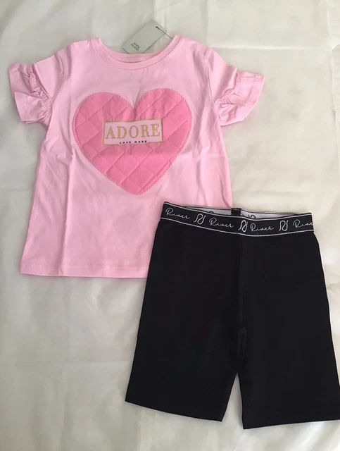 River island mini girls aged 3-4 years black cycling shorts outfit BNWT 2