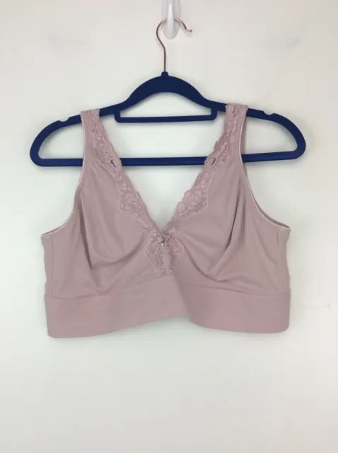SOMA EMBRACEABLE WIRELESS Unlined Plunge Lace Trim Bra Pink XXL NEW $22.99  - PicClick
