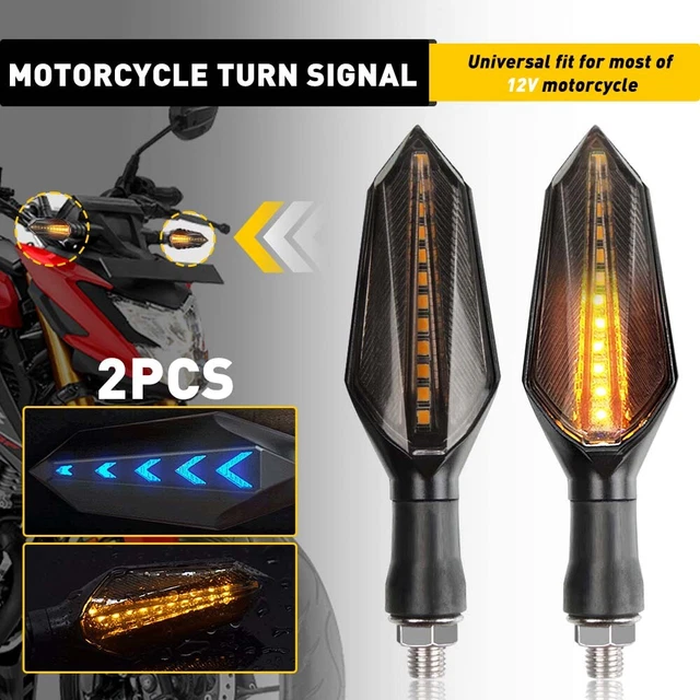 2x Motorcycle LED Flowing Turn Signal Light Indicator Lamp Amber/Blue For Honda