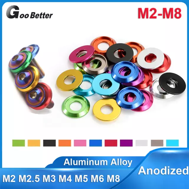 M2-M8 Anodized Aluminum Alloy Washers for Button Pan Head Bolt Gasket Colorful