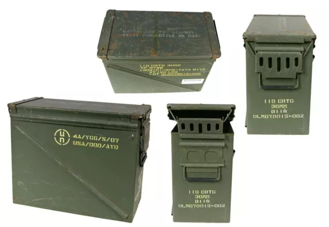 US Boîte de Munitions Plastique Olive Avec Cadenas Conservation