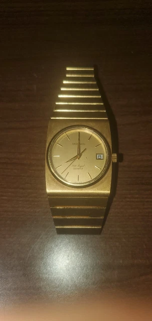 Rare Vintage, 1974, Movado-Port Royalswiss Quartz Mov, Gold Ep Bezel, Ss Back.