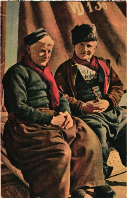 Volendam Netherlands Two Old Dutch Men Sitting Together Postcard