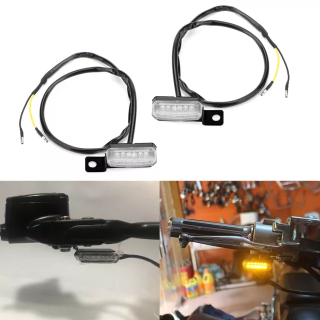 1 Pair Universal Motorcycle LED Front Turn Signal Lamp Indicator Light Black YU