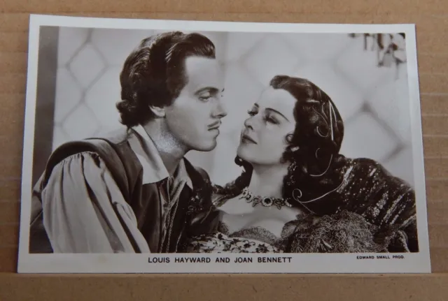 Postcard Film Partners Louis Hayward & Joan Bennett Real photo unposted