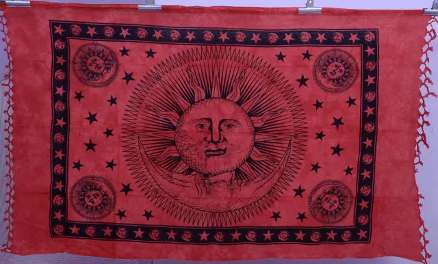 Indio Sol Luna Y Estrella Estampado Tapiz Decoración de Pared Arte Grande Manta