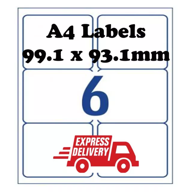 A4 Self Adhesive Address Labels Laser Inkjet Print Mailing Stickers 6 Per Sheet