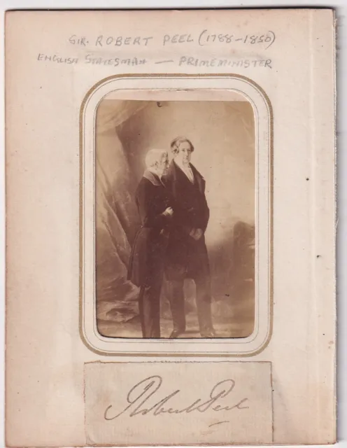 Original Cdv photo & autograph PM Sir Robert Peel & Bishop of Argyll  from album