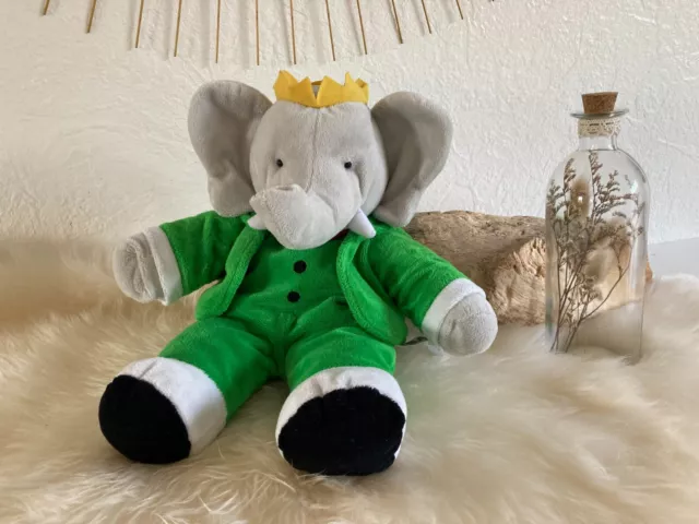 🐻 Peluche Doudou L'éléphant Babar Lansay Hauteur  30 Cm Debout Bras Articulés