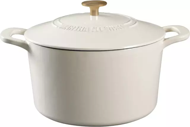 CUISINART CAST IRON 7 Qt WHITE DUTCH OVEN WITH LID C1670-30 Nicks &  Discoloring