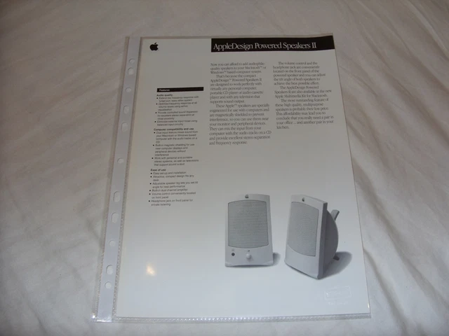 AppleDesign Powered Speakers II two-sided data sheet black/white Macintosh