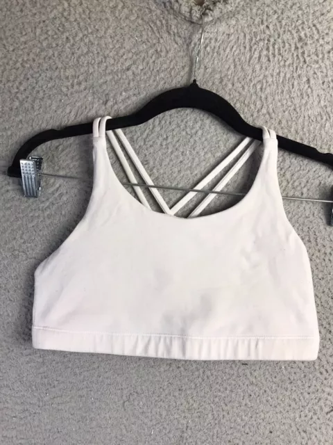 Athleta Girl Upbeat Bra 2.0 M White Strap Back Wireless Active Sports