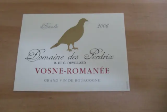 étiquette de vin vosne romanée 2006