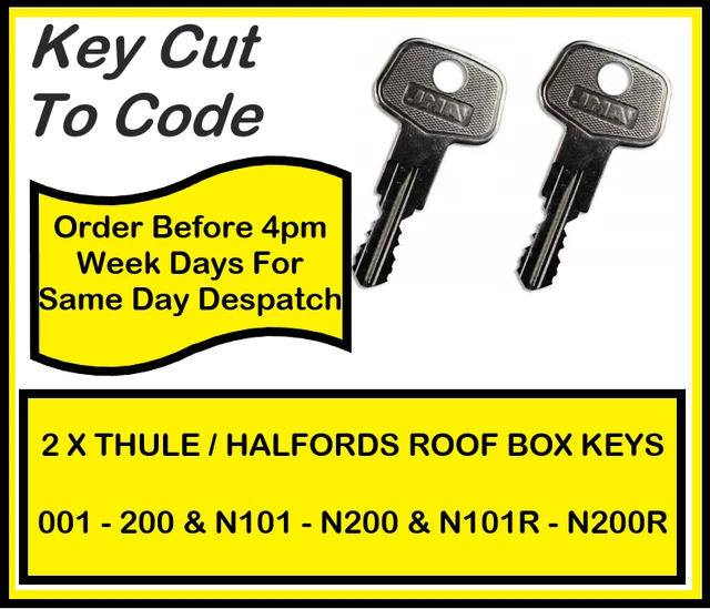 ROOF BOX KEY Halfords To Code Include Thule Mont Blanc Paddy