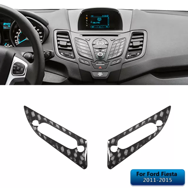 Center Air Vent Outlet Trim Stickers Cover For Ford Fiesta 2011-15 Carbon Fiber