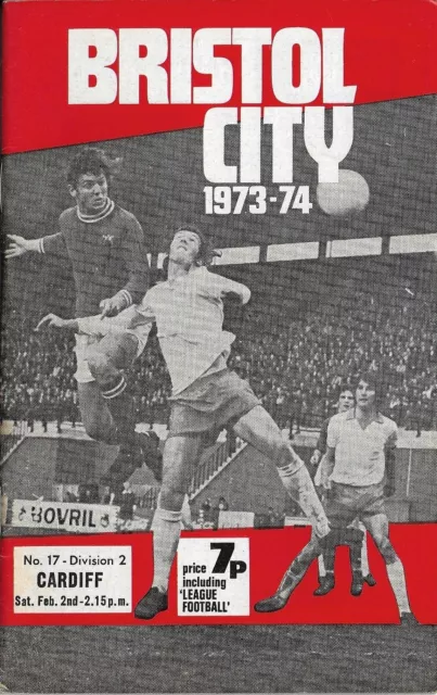 Football Programme>BRISTOL CITY v CARDIFF CITY Feb 1974