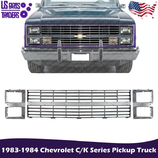 New Grille + Headlight Bezels For 1983-1984 Chevrolet C/K Series Pickup Truck