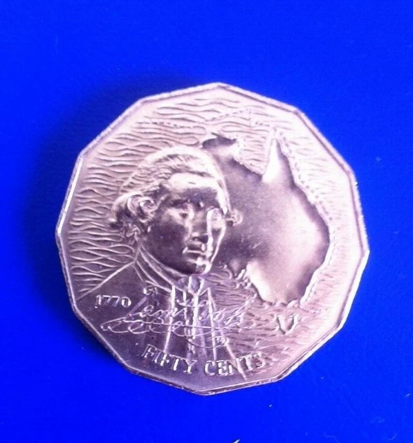 AUSTRALIA 1970 Cpt JAMES COOK UNCIRCULATED 50c coin with 2