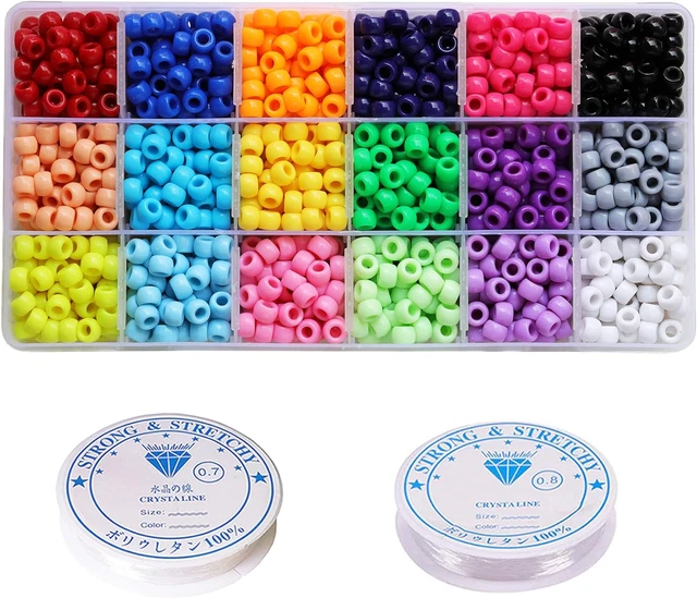 1000 Stück Pony Perlen 6x9mm - Bunte Bastelperlen Mit 4mm Loch