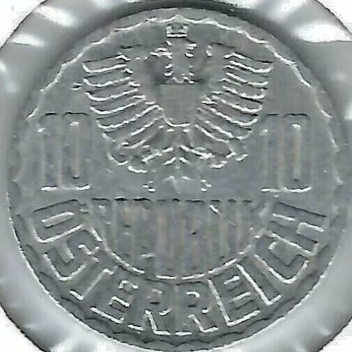 1964 Austria 10 Groschen Imperial Eagle Austrian Shield Coin! 2